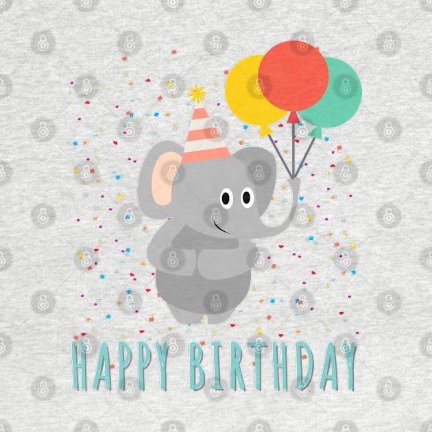 Happy Birthday || Cute Elephant Birthday Card by JessyCuba